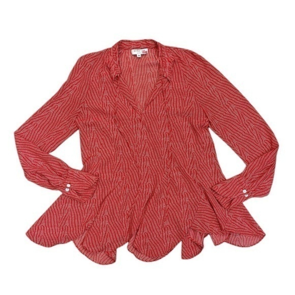 Derek Lam Vibrant Red Patterned Blouse